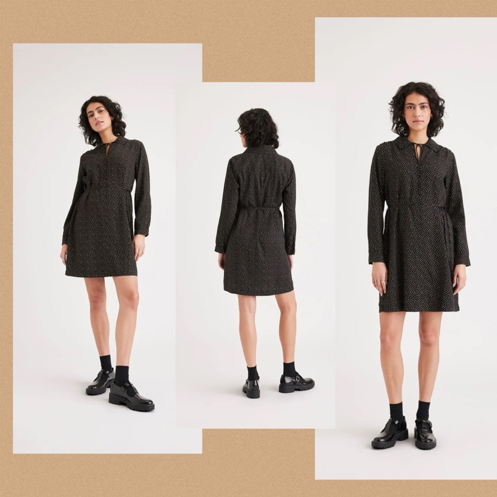 Elegant brown‎ Polka Dot Dress